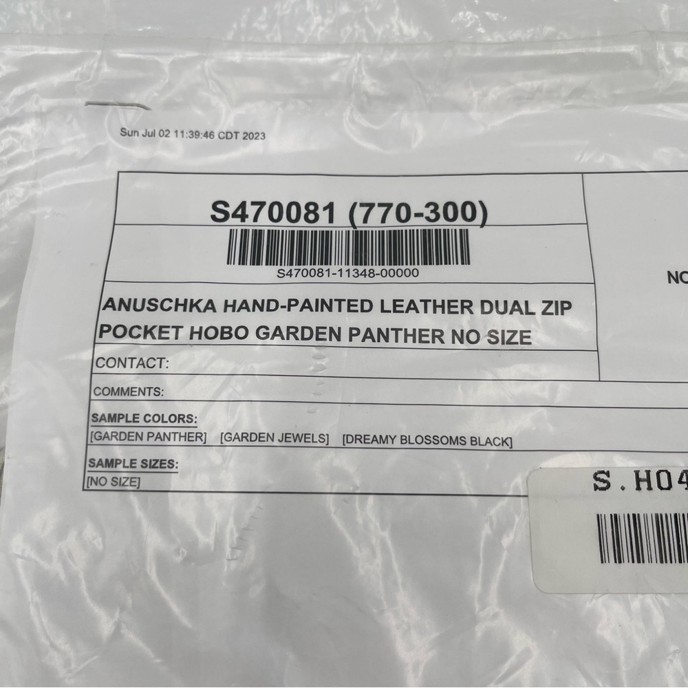 Anuschka Garden Panther Hand-Painted Leather Hobo Purse Dual Zip New - Picture 12 of 13